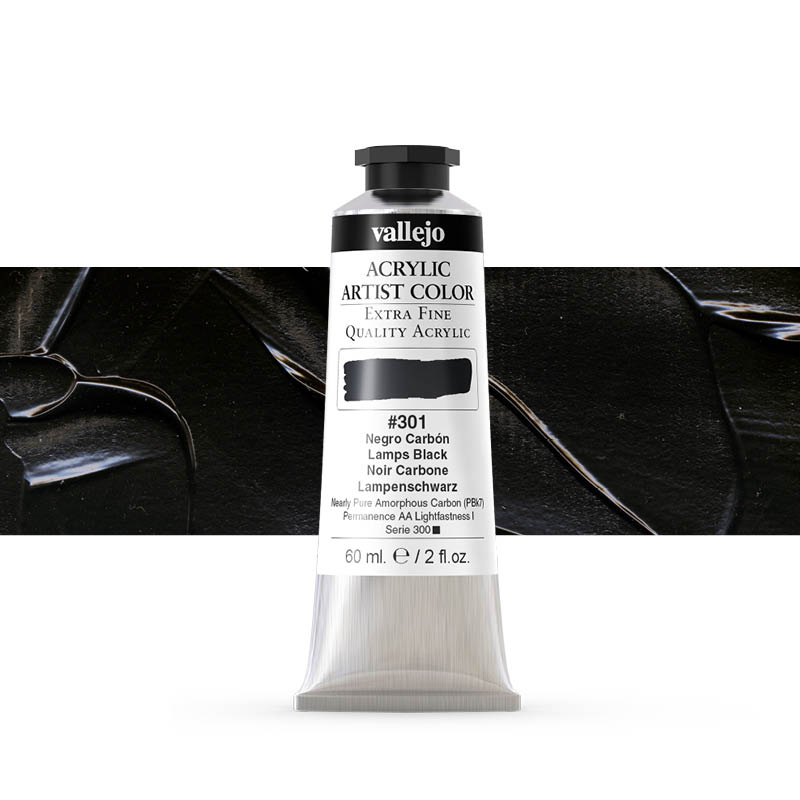 16301 Acrylic Artist Color Vallejo Lamps Black 60ml