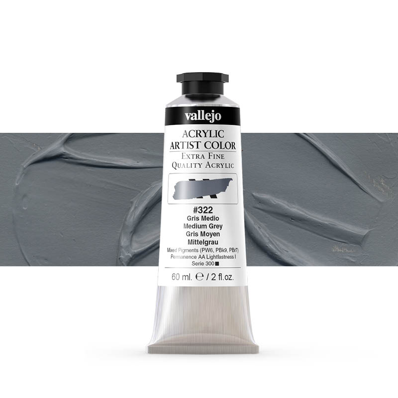 16322 Acrylic Artist Color Vallejo Medium Grey 60ml