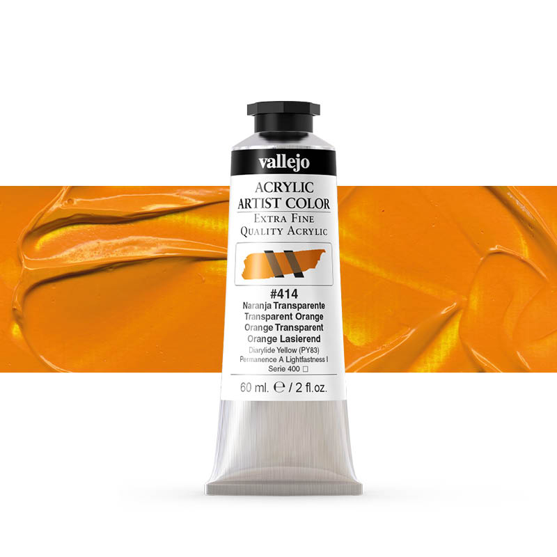 16414 Acrylic Artist Color Vallejo Transparent Orange 60ml
