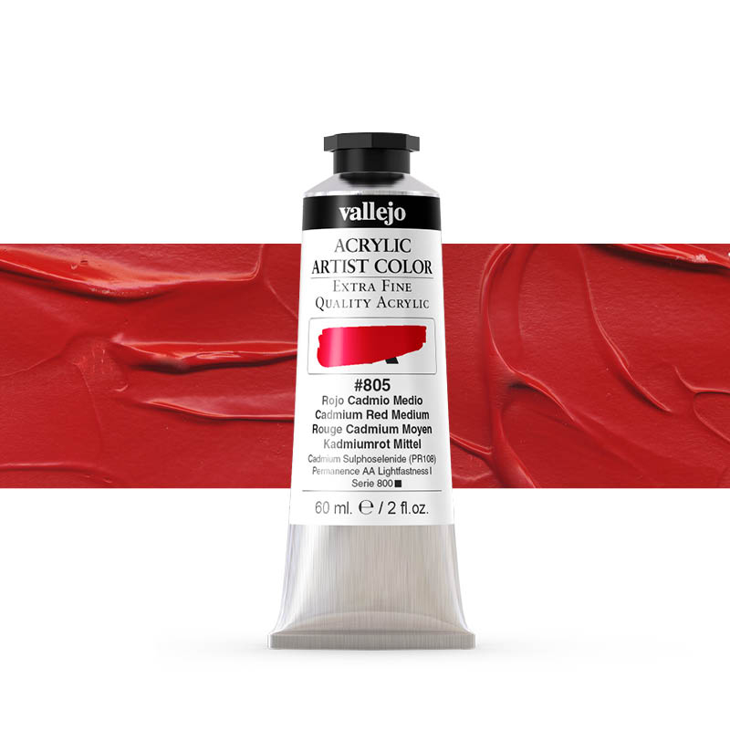 16805 Acrylic Artist Color Vallejo Cadmium Red Medium 60ml
