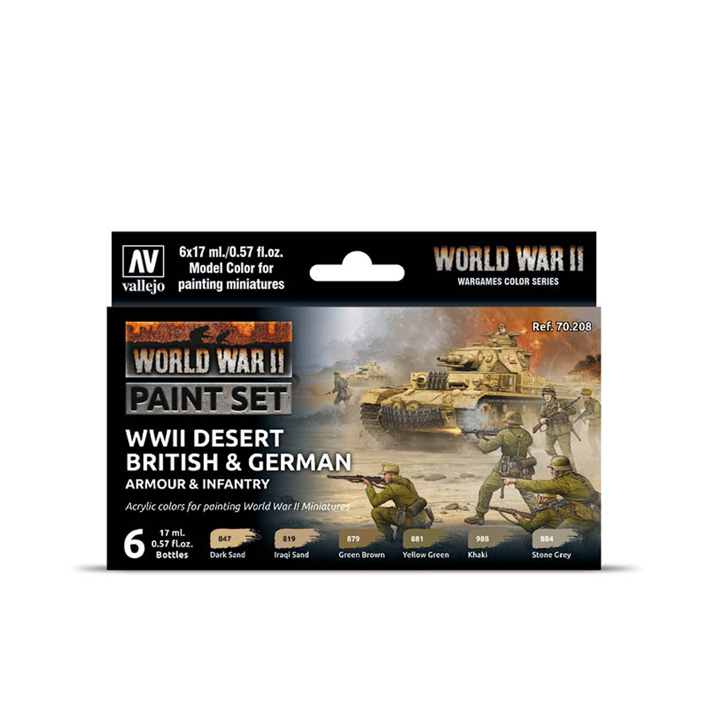 70208 WWII Desert British And German Armour Infantry Paint Set
