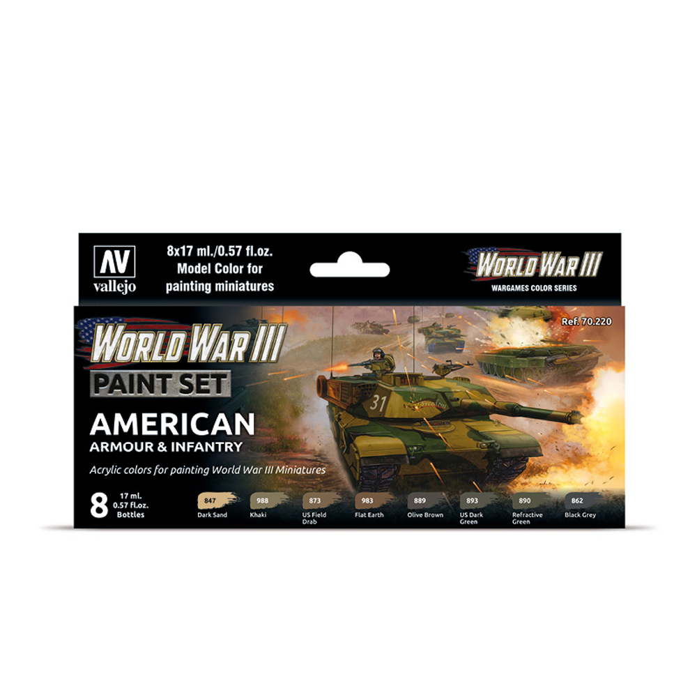70220 WWII American Armour Infantry Paint Set