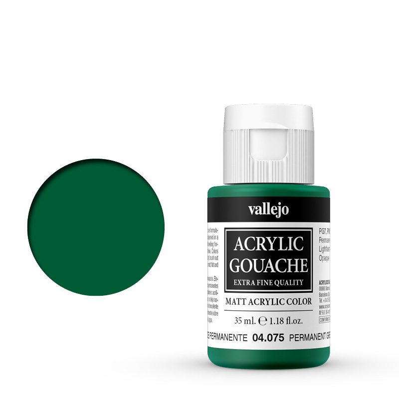 04075 Acrylic Gouache Vallejo Permanent Green 35ml